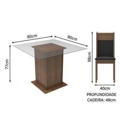 Conjunto Sala de Jantar Moni com 2 Cadeiras Madesa
