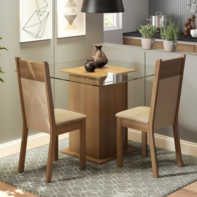 Conjunto Sala De Jantar Moni 2 Cadeiras Madesa