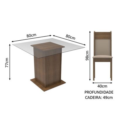 Conjunto Sala De Jantar Moni 2 Cadeiras Madesa
