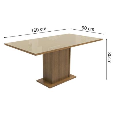 Mesa Retangular com Tampo de Vidro Madesa