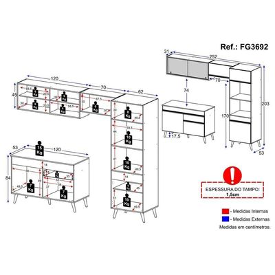 Cozinha Compacta Multimóveis Veneza Gw Fg3692 Com Armário E Balcão Branca