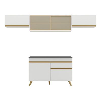 Cozinha Compacta Multimóveis Veneza Gw Fg3698 Com Armário E Balcão Branca