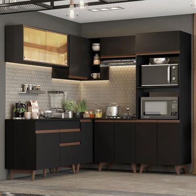 Cozinha Completa de Canto com Armário e Balcão Reims Madesa
