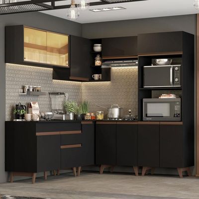 Cozinha Completa de Canto com Armário e Balcão Reims Madesa