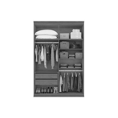 Guarda Roupa Solteiro 4 Portas e 2 Gavetas c/ Espelho Alonzo New Rovere/Amêndoa - Lopas