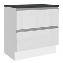 Balcão 2 Gavetas Acordes Glamy 100% MDF 80cm Branco Madesa