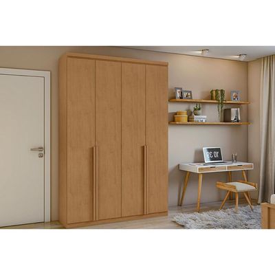 Guarda Roupa Solteiro 4 Portas e 2 Gavetas Alonzo New Rovere/Amêndoa - Lopas