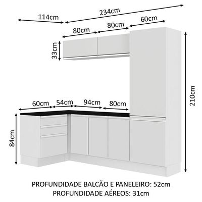 Kit Área de Serviço Acordes Glamy 100% MDF Branco Madesa