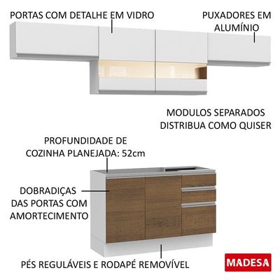 Cozinha Marina Branco e Rustic com Armário e Balcão Madesa