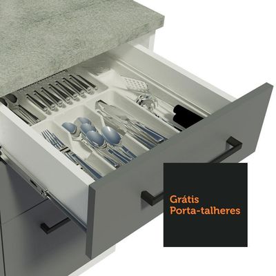 Cozinha Compacta com Armário e Balcão Branco/cinza Madesa