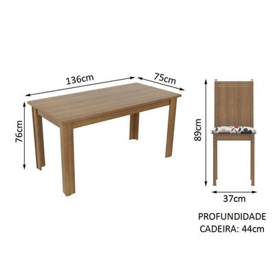 Conjunto Sala de Jantar Maris com 6 Cadeiras Madesa