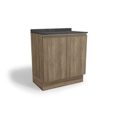 Gabinete de Cozinha Modulado Balcão Maxxi G744 2 Portas c/Tampo 80cm Nogal/Cinzel - Kappesberg