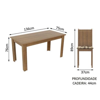 Conjunto Sala de Jantar Maris com 6 Cadeiras Madesa
