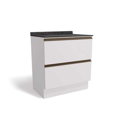Gabinete de Cozinha Modulado Balcão Maxxi G755 2 Gavetas c/Tampo 80cm Branco/Cinzel - Kappesberg