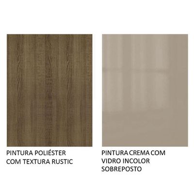 Mesa Madesa Retangular Tampo De Vidro 5364 Rustic Crema