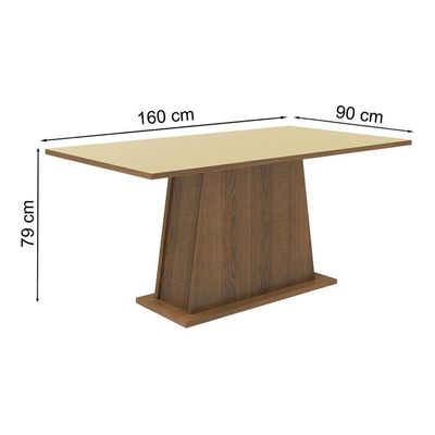 Mesa Madesa Retangular Tampo De Madeira 5364 Rustic Crema