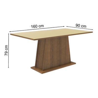 Mesa Madesa Retangular Tampo De Madeira 5364 Rustic Crema
