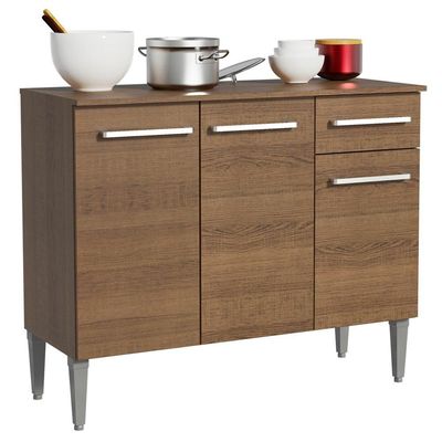 Balcão de Pia Emilly com 3 Portas e 1 Gaveta Rustic Madesa