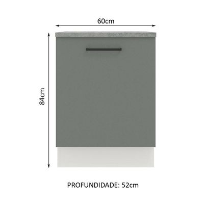 Balcão Madesa Agata 60 Cm 1 Porta Branco Cinza