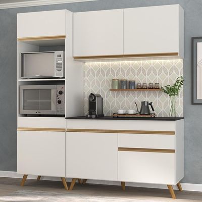 Cozinha Compacta Multimóveis Veneza Gw Fg3694 Com Armário E Balcão Branca