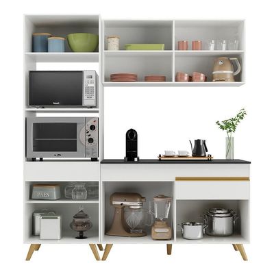 Cozinha Compacta Multimóveis Veneza Gw Fg3694 Com Armário E Balcão Branca