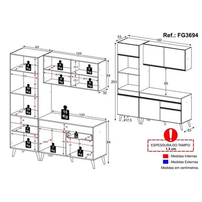 Cozinha Compacta Multimóveis Veneza Gw Fg3694 Com Armário E Balcão Branca
