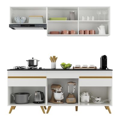 Cozinha Compacta Multimóveis Veneza Gw Fg3705 Com Armário E Balcão Branca