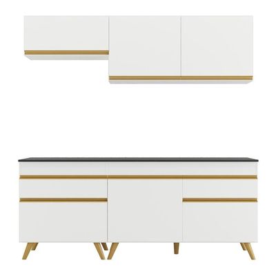 Cozinha Compacta Multimóveis Veneza Gw Fg3705 Com Armário E Balcão Branca