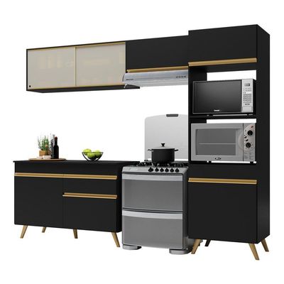 Cozinha Compacta 4 peças Armário e Balcão Veneza Gb Preta