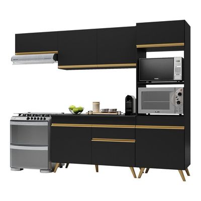 Cozinha Compacta 4 peças c/Armário e Balcão Veneza Gb Preta