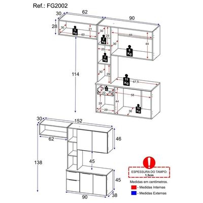Cozinha Compacta Multimóveis Sofia Fg2005 Com Armário E Balcão Preta