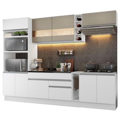 Cozinha Completa Vicenza Branco/Crema Armário Balcão Madesa