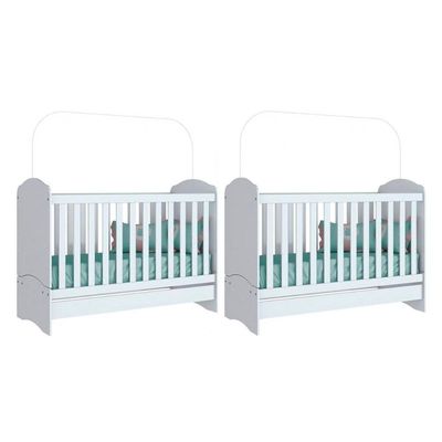 Berço / Mini Cama Infantil Bala de Menta 3 em 1 (2 Un) Branco - Henn