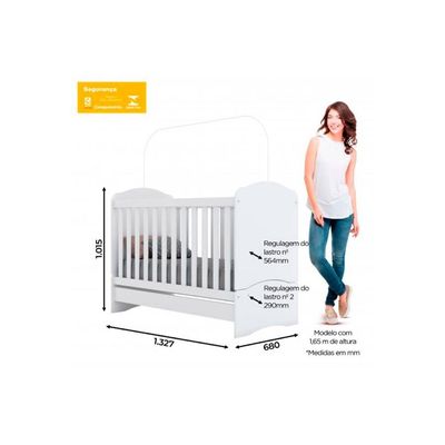 Berço / Mini Cama Infantil Bala de Menta 3 em 1 (2 Un) Branco - Henn