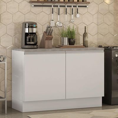 Balcão de Pia Madesa Glamy 120cm 2 Portas com Tampo Branco