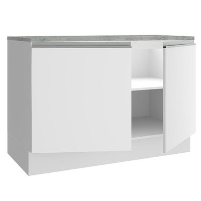 Balcão de Pia Madesa Glamy 120cm 2 Portas com Tampo Branco