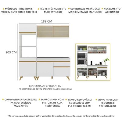 Cozinha Compacta Multimóveis Veneza Gw Fg3695 Com Armário E Balcão Branca