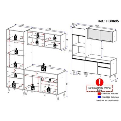 Cozinha Compacta Multimóveis Veneza Gw Fg3695 Com Armário E Balcão Branca