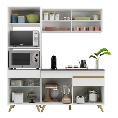 Cozinha Compacta Multimóveis Veneza Gw Fg3695 Com Armário E Balcão Branca