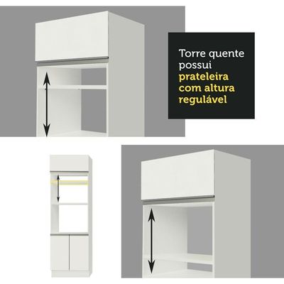 Cozinha Completa Cristal com Armário e Balcão Branco Madesa