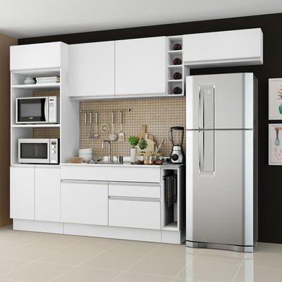 Cozinha Completa Safira Armário e Balcão Branco Madesa