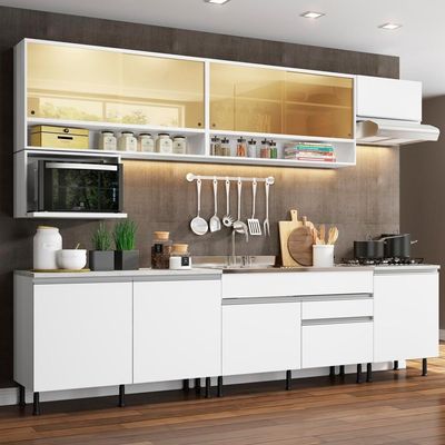 Cozinha Completa Verona com Armário e Balcão Branco Madesa