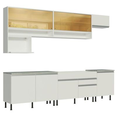 Cozinha Completa Verona com Armário e Balcão Branco Madesa