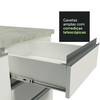 Cozinha Completa Branca com Armário e Balcão + Tampo Madesa