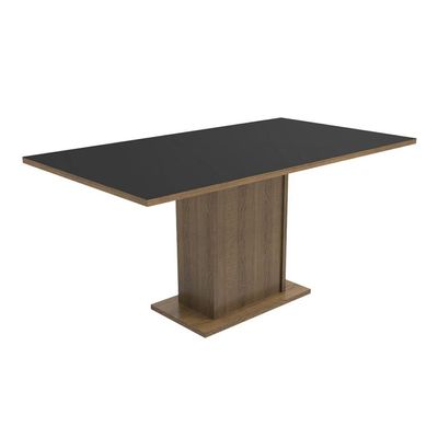 Mesa Retangular com Tampo de Madeira Rustic/Preto Madesa