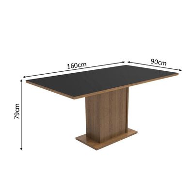 Mesa Retangular com Tampo de Madeira Rustic/Preto Madesa