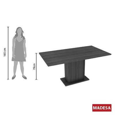 Mesa Retangular com Tampo de Madeira Rustic/Preto Madesa