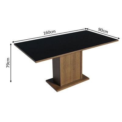 Mesa Retangular com Tampo de Madeira Rustic/Preto Madesa
