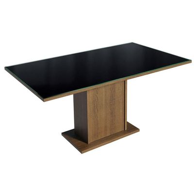 Mesa Retangular Tampo de Vidro Rustic Preto Madesa