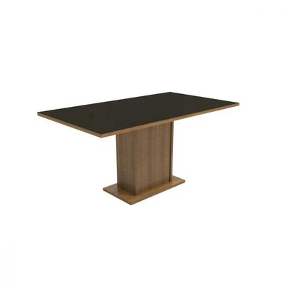 Mesa Retangular Tampo de Vidro Rustic Preto Madesa